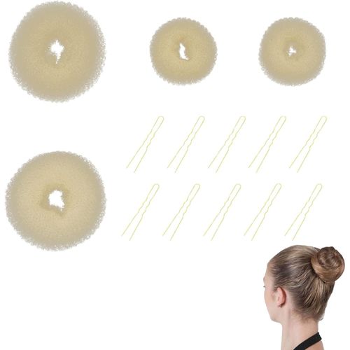 Loc-Donuts Chignon Épingle À Cheveux Kit 4 Pièces Beige Donut Chignons Magique Hair Bun Avec 10 Pièces Blonde Épingles Cheveux Forme De U Coiffure Accessoires Pour Danse Classique Filles Femmes Enfants 