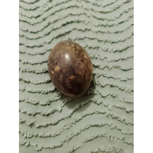 Oeuf Décoratif En Onyx Gris Tacheté Vintage Années 70.