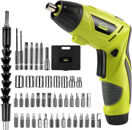 JEXNOVASHOP-Visseuse Sans Fil, Visseuse Devisseuse sans Fil 1300mAh 3.6V avec 45 accessoires,Adaptateur de charge avec câble USB et boîte de rangement