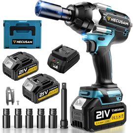 Loc-1000 N.M Cle A Choc Sans Fil Brushless,1/2 Pouce Avec Deux Batteries 4,0 Ah,Chargeur Rapide,2700Rpm Boulonneuse A Choc Avec 5 Douilles Pour La Voiture Et La Maison