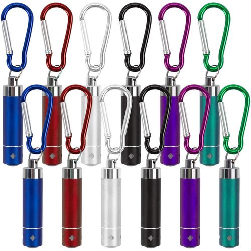 Loc-12 Pièces Mini Lampe De Poche Porte-Clés Pour Enfants,Hommes Et Femmes,Petite Aluminium Lampe Torche Led Avec Mousquetons Pour Camping Randonnée