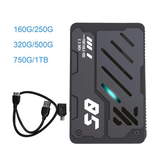 Disque dur externe Portable USB3.0 de 2.5 pouces avec lumière respiratoire Type mécanique vitesse de transfert rapide disque dur externe-1 TO