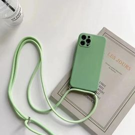 Collier Sangle Cordon Bandoulière Lanière Étui En Silicone Liquide Pour Google Pixel 7 6 8 9 Pro 7a 6a 9a Couverture Arrière Pixel 8 Pro 8a Funda-Case & Strap-Green-3