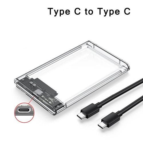 ORE-Boîtes de disque dur USB 3.0/Type C 2.5 pouces HDD SSD coque SATA boîtier de disque dur boîtier de disque dur câble 5 Gbps prise en charge 2 to UASP--Type C to Type C