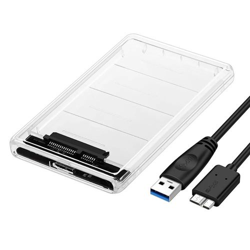 Boîtier de disque dur externe USB 3.0 type C 3.1 vers SATA III,2.5 pouces,pour HDD SSD-Transparent Box