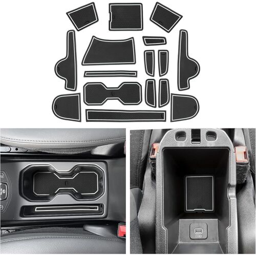Tapis En Caoutchouc Pour Console Centrale-Antidérapant-Compatible Avec Jeep Renegade Facelift 2019-2023 2024-Accessoires (Blanc)