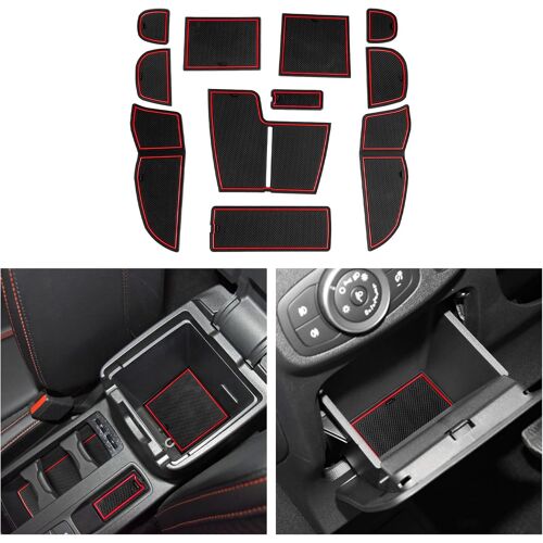 Compatible Avec Ford Focus St-Line 2022 2023 2024 Facelift Tapis Anti-Poussière Antidérapante Porte Intérieure Tasse Boîte De Bras Tapis De Stockage Focus St Line Accessoires (Rouge).