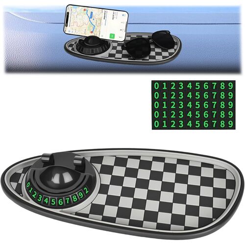 Tapis Antidérapant Multifonction Pour Voiture-Support Universel Pour Téléphone-Rotation À 360°-Tapis De Tableau De Bord Antidérapant Avec Numéro De Stationnement-Tapis En Silicone