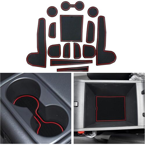 Compatible Avec Hyundai Tucson Nx4 2021-2023 2024,Tapis De Protection Tucson Nx4 Anti-Poussière Antidérapant Coupe Porte Gobelet Caoutchouc Console Centrale Tucson 2022 Accessoire (Rouge)