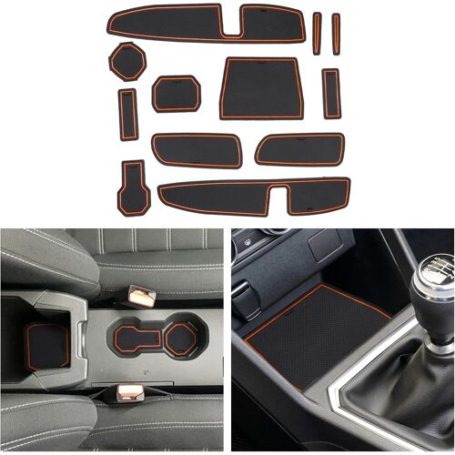 Compatible Avec Dacia Sandero 3 / Sandero Stepway Iii 2021-2023,Tapis De Protection Anti-Poussière Antidérapant Coupe Porte Gobelet Caoutchouc Console Centrale Sandero 2023 Accessoire (Orange)