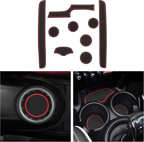 Compatible Avec Mini Cooper F56 2015-2022 2023 Tapis Anti-Poussière Antidérapante,Cooper F56 Porte Intérieure Tasse Boîte De Bras Tapis De Stockage Cooper Accessoires(Rouge)