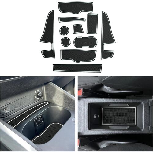 Compatible Avec Audi Q2 2016-2023 2024 Tapis Anti-Poussière Antidérapante,Q2 Porte Intérieure Tasse Boîte De Bras Tapis De Stockage Q2 2024 Accessoires (Blanc)