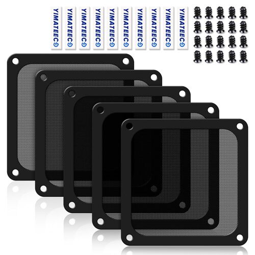 Filtre Poussière 120mm Magnétique Filtre Ventilateur en Maille Grille de Protection pour Boîtier d'Ordinateur Dissipateur Refroidisseur (PVC PRO, 120 * 120mm, 5 Pièces, Noir)