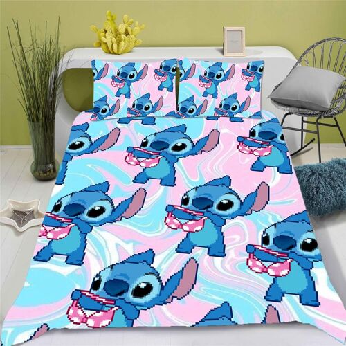 Smnvckj - Parure De Lit Pour Adolescents, Au Motif De Lilo Et Stitch, En Microfibre Impression D, Compos¿¿E De Housse De Couette Et De Taie D'oreiller, , X ?Cm