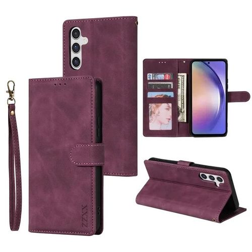 Étui Portefeuille En Cuir À Rabat Avec Fente Pour Carte,Pour Samsung Galaxy A15 A16 A17 A35 A36 A53 A54 A55 A56 S25 Edge S24 Ultra S23 S22 Plus S20 Fe-Samsung A15-Wine Red