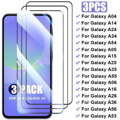 Protecteur D'écran,3 Pièces,Verre Trempé Complet Pour Samsung Galaxy A56 A36 A55 A35 A54 A34 A53 A06 A16 A26 A05 A15 A25 A04s A14 A24 5g-3pcs Black Glass-For A04