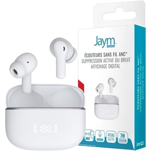 - Ecouteurs True Wireless Annulation Du Bruit Anc+Enc - Affichage Digital - Bluetooth 5.4 Blancs - G54