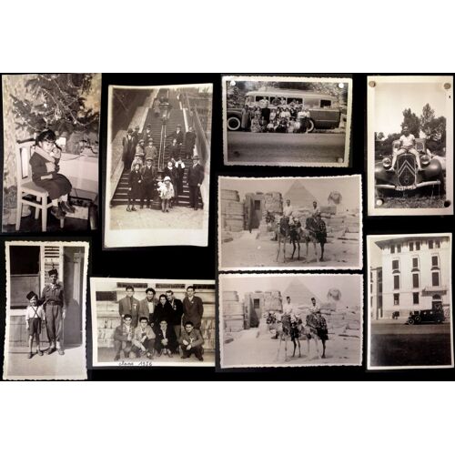 Lot De 9 Photos Anciennes Et Sympathiques : Divers (Noël, Voyage, Traction, Montmartre, Autocar, Soldat...)