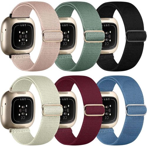 6 Pack Bracelet Compatible Avec Bracelet Fitbit Versa 3/Bracelet Fitbit Versa 4/Fitbit Sense Bracelet Femmes, Étirement Réglable Nylon Sport Bande Pour Fitbit Versa 4/Versa 3/Sense[Dai6282161]