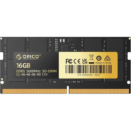 DDR5 RAM 16 Go 5600 MHz CL46 pour PC Portable,1.1V SODIMM Mémoire Vive (ou 5200MHz/4800MHz),ODECC on-Die ECC,262 Broches Mémoire Haute Performance pour Ordinateurs Portables-LS500