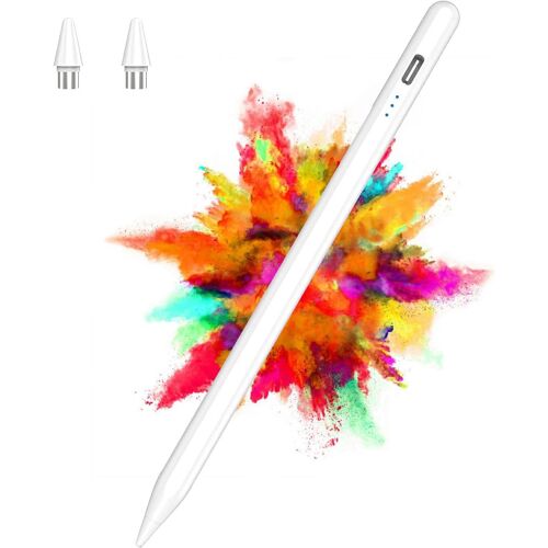 Stylet pour écrans tactiles Android, stylet pour tablette, stylet compatible Samsung/HuaWei/tablette/téléphone, stylo capacitif avec 2 embouts de rechange, blanc
