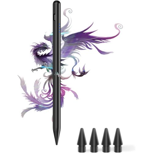 Stylet pour iPad USB-C Charge rapide Palm Rejection Sensibilité à l'inclinaison Stylet compatible avec Apple iPad Pro 11""/12,9"", iPad 10/9/8/7/6, iPad Mini 6/5, iPad Air 5/4/3 (Noir)