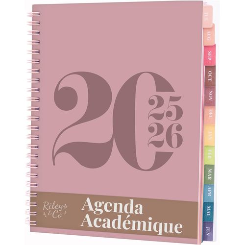 Teppc-Rileys Agenda 2025 2026, Agenda Scolaire & Professionnel, Planificateur Journalier, Hebdo & Mensuel, Spirale Carnet De Rendez-Vous, Juil 2025\U2013juin 2026 (20,3 X 15,2 Cm, Rose, En Français)