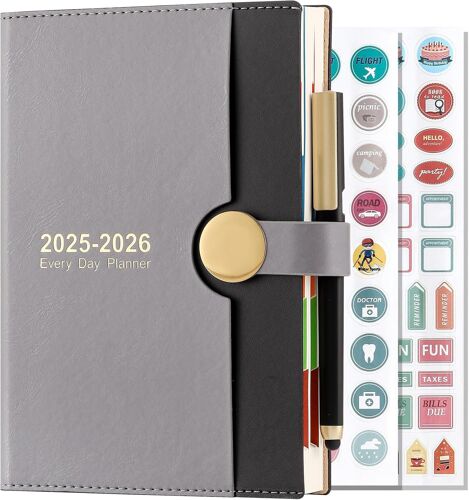 Agenda Scolaire 2025-2026, Format A5, Page Par Jour, D'août 2025 À Août 2026, Agenda Journalier Sur 13 Mois, Couverture Rigide Avec Stylo (Noir)