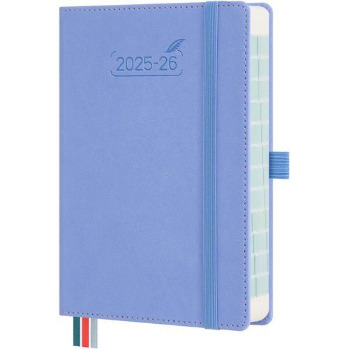 Teppc-Agenda Journalier 2025 2026 17 X 12 Cm - 16 Mois Agenda Scolaire 1 Jour Par Page - Septembre 2025 À Décembre 2026 - Couverture Rigide En Cuir Pu - Bleuet