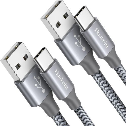 Cable USB C Blanc, 2M Câble USB A vers USB C Charge Rapide Nylon Tressé Cordon USBC pour iPhone 16, pour iPhone 15, pour Samsung Galaxy S24 A55 A15, Pixel, Redmi, Switch