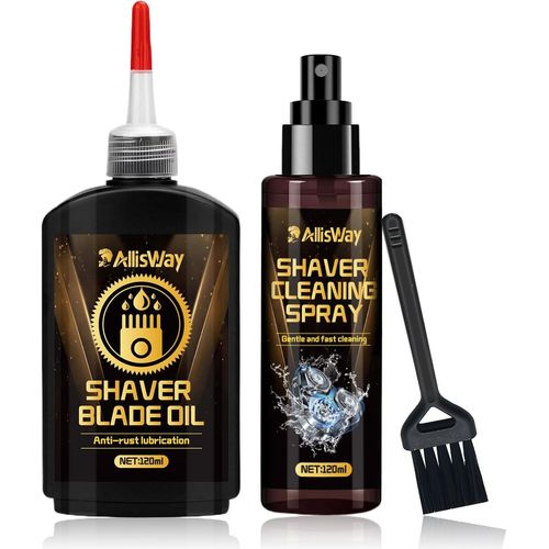 Set Nettoyant pour Rasoir et Huile Lubrifiante pour Tête de Rasoir, Huile Tondeuse Cheveux, Convient aux Tondeuses à Cheveux, Tondeuses, Salons de Coiffure, Lubrifier et Prévenir la Rouille