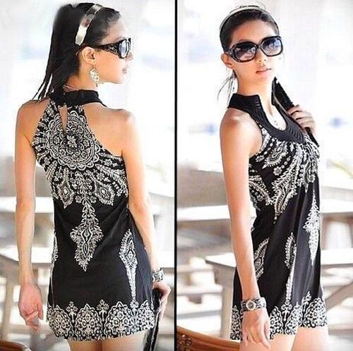 Mini Robe Tunique Été - Courte & Ultra Souple - Col Rond - Sans Manche - Chic & Sexy Clubbing