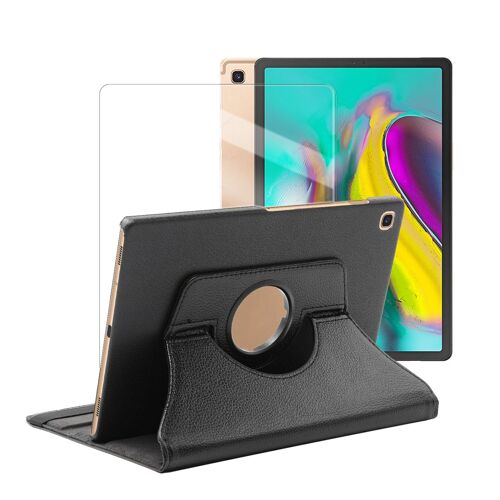Etui Rotatif En Simili Cuir + Verre Trempé Pour Tablette Samsung Galaxy Tab S5e 10.5" Sm-T720/Sm-T725 - Noir - Visiodirect -