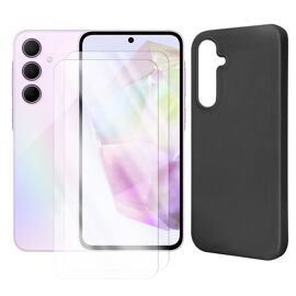 Lot de 2 Verre trempé + Coque de protection Noir souple silicone pour Samsung Galaxy A35 5G SM-A356B SM-A356E 6.6"" - Visiodirect -