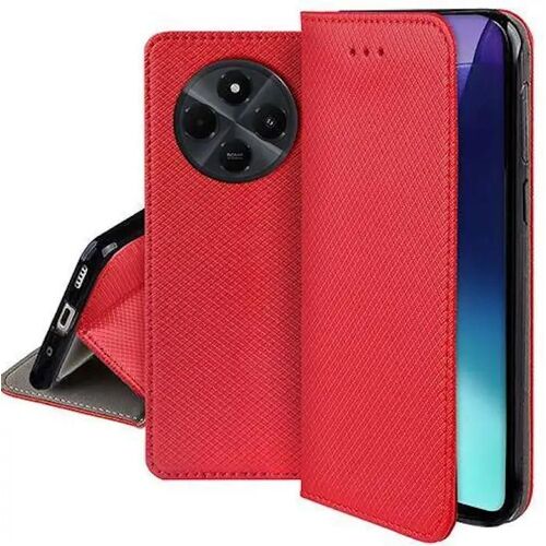 Housse pour Xiaomi Redmi 14C et Poco C75 - etui coque pochette portefeuille + verre trempe - ROUGE MAGNET