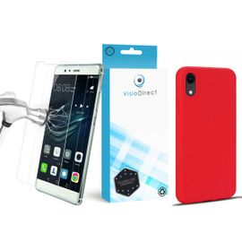 Verre Trempe Pour Iphone X/ Iphone Xs 5.8" + Coque De Protection Souple Silicone Rouge -Visiodirect-