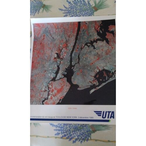 Affiche Commémoration Vol Inaugural Toulouse New York 3 Décembre 1989 Uta