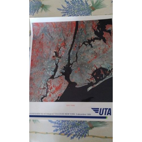 Affiche Commémoration Vol Inaugural Toulouse New York 3 Décembre 1989 Uta