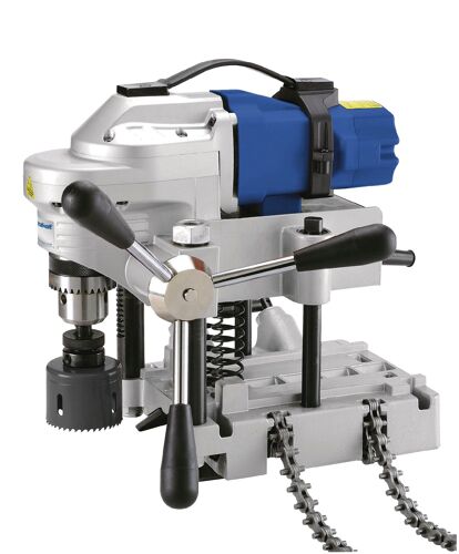 Perceuse pour scie à trépan jusque ø 127 mm 1,1 kW avec chaîne pour tubes de 32 à 203 mm niveau à bulle intégré Metallkraft RB127