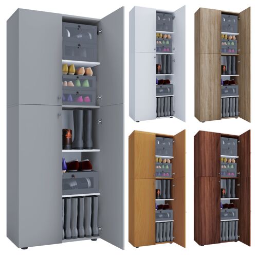 VCM XXL bois Grande armoire à chaussures Commode à chaussures Étagère à chaussures Bottes Grande Lona 5 compartiments