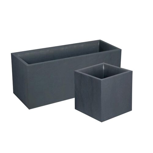 Pack Jardinière Rectangulaire 100 X 40 X 43,5 Cm + Jardinière Carrée 40 Cm - Gris Anthracite