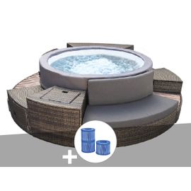 Spa portable Netspa semi-rigide Vita Premium rond Bulles 4-6 places + Mobilier + 3 cartouches de filtration
