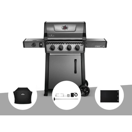 Barbecue à gaz Napoleon Freestyle F425SIB - 4 brûleurs + Sizzle Zone + Housse de protection + Kit rôtissoire + Plancha