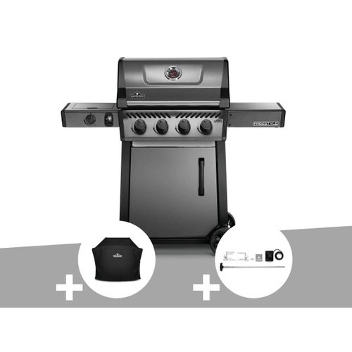 Barbecue à gaz Napoleon Freestyle F425SIB - 4 brûleurs + Sizzle Zone + Housse de protection + Kit rôtissoire - Napoleon