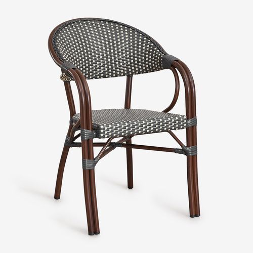 Lot De 4 Chaises De Salle À Manger Empilables En Aluminium Brielle Bistro Avec Accoudoirs Gris Graphite - Blanc Gardenia