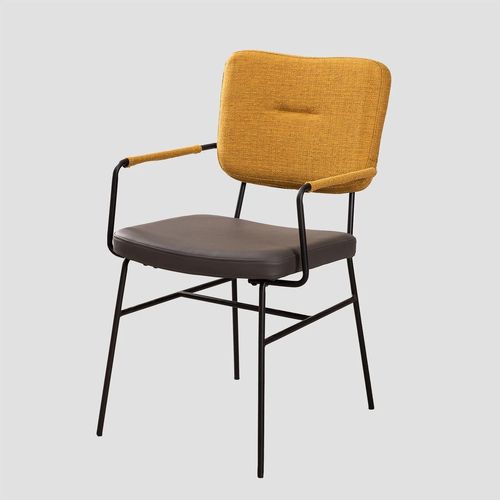 Lot De 2 Chaises De Salle À Manger Milih Avec Accoudoirs Moutarde - Gris Foncé