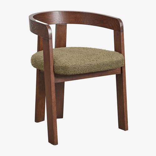 Lot De 4 Chaises De Salle À Manger Rembourrées Yvone Avec Accoudoirs En Bois Bois Foncé