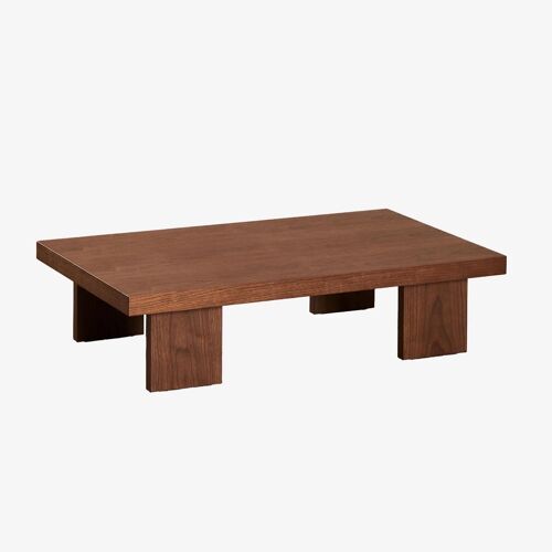 Table basse rectangulaire 100x60 cm en MDF et placage Bernay Bois Foncé