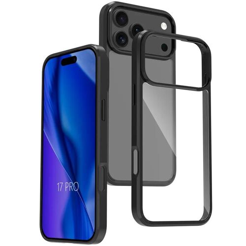 Coque pour iPhone 17 Pro, Protection Antichoc Anti-Rayures Transparent avec Bordure Silicone Noir - EFConnection
