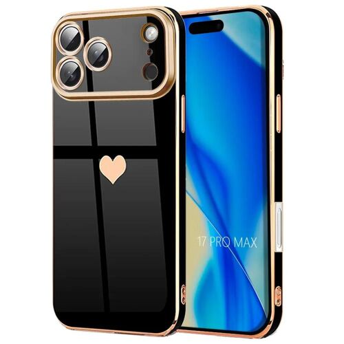 Coque pour iPhone 17 Pro Max, Silicone avec Motif Coeur Protection Antichoc Slim Noir - EFConnection